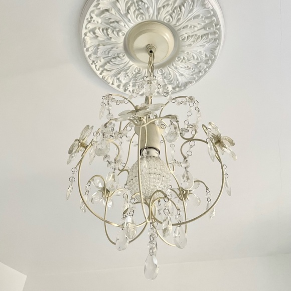 Pottery Barn small chandelier flowers crystals floral ornate hardwi… - Picture 2 of 14